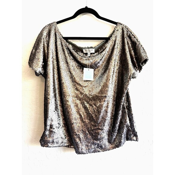 Hayden Tops - Hayden‎ Los Angeles Silver Sequin Top Woman's Size S cocktail event holiday glam